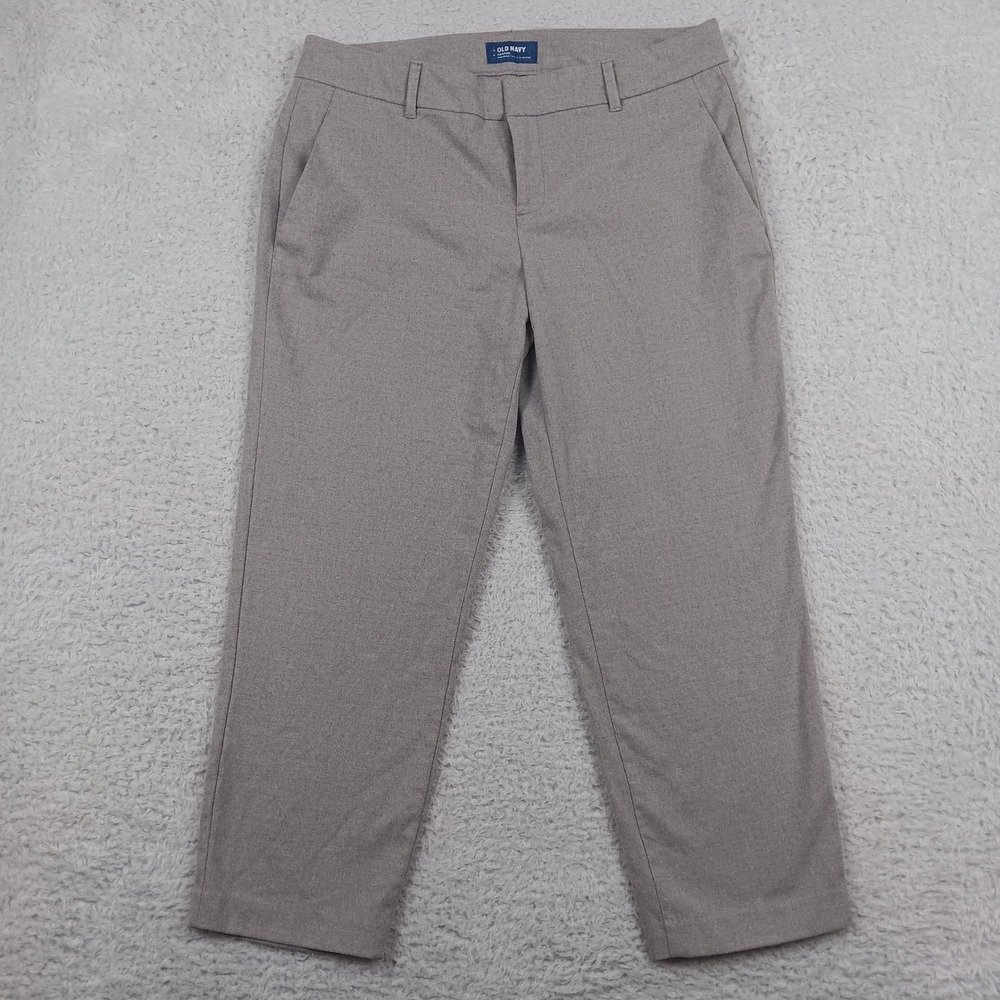 Old Navy Harper Ankle Pant 12 Light Gray Mid-Rise Straight Stretch 821654-00